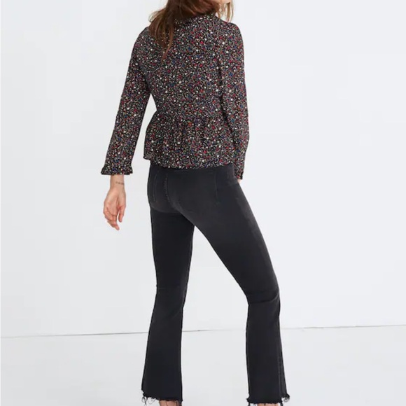 Madewell Silk Ruffle Hem Wrap Top Women's Star Print - Picture 3 of 7